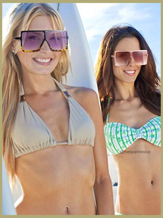 6 Oversized Square Sunglasses Shield Frame Polarized Acrylic Plastic main image 6